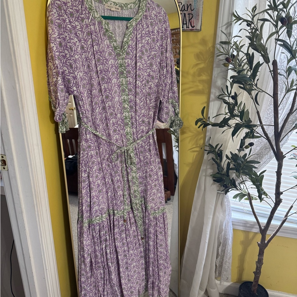 Elegant Purple and Green Women's Dress